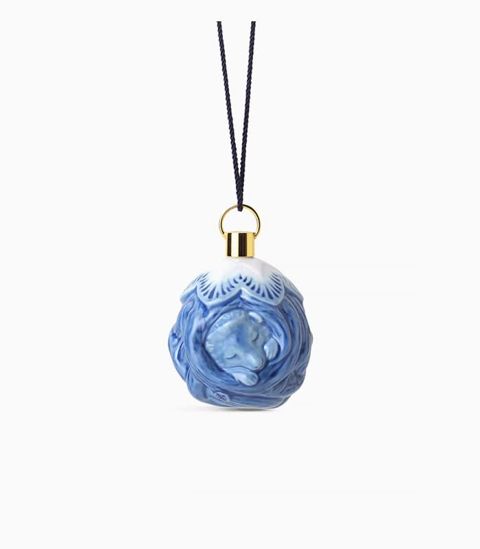 Hedgehog porcelain Christmas decoration
