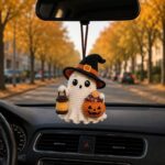 Crochet Ghost Car Charm