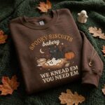 Spooky Cat Embroidered Sweatshirt