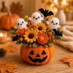 Crochet Halloween Flower Arrangement