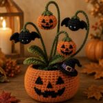 Crochet Pumpkin Ghost Centerpiece